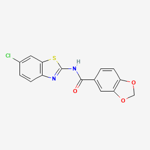 molecular formula C15H9ClN2O3S B5674773 N-(6-CHLORO-13-BENZOTHIAZOL-2-YL)-2H-13-BENZODIOXOLE-5-CARBOXAMIDE 