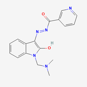 molecular formula C17H17N5O2 B5674808 N'-[(3Z)-1-[(DIMETHYLAMINO)METHYL]-2-OXO-2,3-DIHYDRO-1H-INDOL-3-YLIDENE]PYRIDINE-3-CARBOHYDRAZIDE 