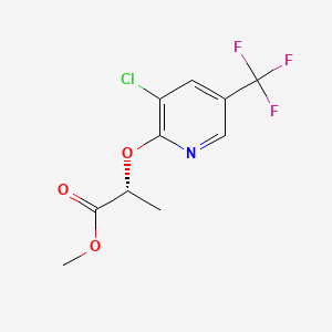 molecular formula C10H9ClF3NO3 B567502 (R)-2-(3-Chloro-5-trifluoromethyl-pyridin-2-yloxy)-propionic acid methyl ester CAS No. 1363378-06-6