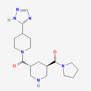 molecular formula C18H28N6O2 B5675028 pyrrolidin-1-yl-[(3R,5R)-5-[4-(1H-1,2,4-triazol-5-yl)piperidine-1-carbonyl]piperidin-3-yl]methanone 