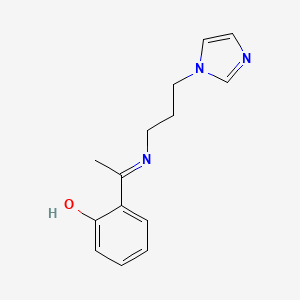 molecular formula C14H17N3O B567505 Phenol, 2-(1-((3-(1H-imidazol-1-yl)propyl)imino)ethyl)- CAS No. 1253404-90-8