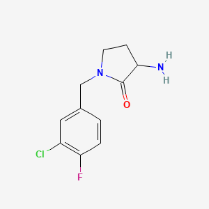 molecular formula C11H12ClFN2O B567513 3-Amino-1-(3-chloro-4-fluorobenzyl)pyrrolidin-2-one CAS No. 1249608-09-0