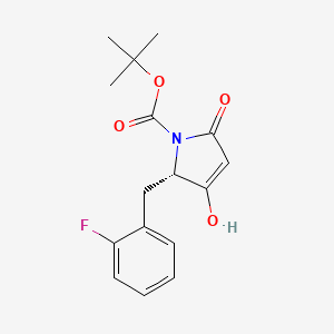 molecular formula C16H18FNO4 B567518 (S)-2-(2-Fluoro-benzyl)-3-hydroxy-5-oxo-2,5-dihydro-pyrrole-1-carboxylic acid tert-Butyl ester CAS No. 1313710-29-0