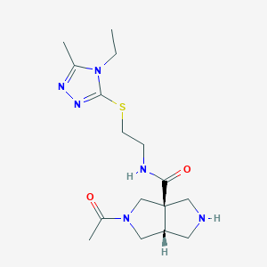 molecular formula C16H26N6O2S B5675388 (3aR,6aR)-5-acetyl-N-[2-[(4-ethyl-5-methyl-1,2,4-triazol-3-yl)sulfanyl]ethyl]-1,2,3,4,6,6a-hexahydropyrrolo[3,4-c]pyrrole-3a-carboxamide 