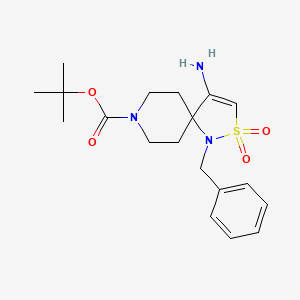 molecular formula C19H27N3O4S B567563 tert-Butyl 4-amino-1-benzyl-2,2--dioxothia-1,8-diazaspiro[4.5]dec-3-ene-8-carboxylate CAS No. 1255574-63-0