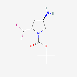 molecular formula C10H18F2N2O2 B567573 (2S,4R)-4-Amino-2-difluoromethyl-pyrrolidine-1-carboxylic acid tert-butyl ester CAS No. 1207852-96-7