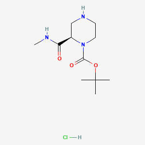molecular formula C11H22ClN3O3 B567586 (R)-tert-Butyl 2-(methylcarbamoyl)piperazine-1-carboxylate hydrochloride CAS No. 1217826-94-2