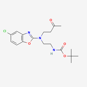 molecular formula C18H24ClN3O4 B567588 tert-Butyl 2-((5-chlorobenzo[d]oxazol-2-yl)(3-oxobutyl)amino)ethylcarbamate CAS No. 1276666-10-4