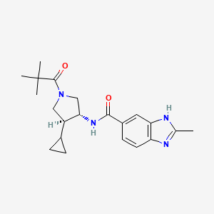 molecular formula C21H28N4O2 B5675906 N-[(3R,4S)-4-cyclopropyl-1-(2,2-dimethylpropanoyl)pyrrolidin-3-yl]-2-methyl-3H-benzimidazole-5-carboxamide 