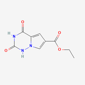 molecular formula C9H9N3O4 B567591 Ethyl 2,4-dioxo-1,2,3,4-tetrahydropyrrolo[2,1-f][1,2,4]triazine-6-carboxylate CAS No. 1245648-09-2