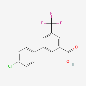 molecular formula C14H8ClF3O2 B567614 4'-Chloro-5-(trifluoromethyl)-[1,1'-biphenyl]-3-carboxylic acid CAS No. 1261964-03-7