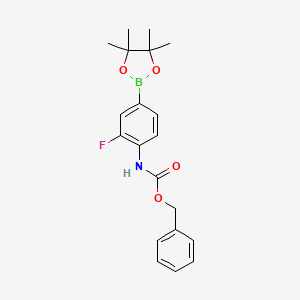 molecular formula C20H23BFNO4 B567645 4-(Cbz-Amino)-3-fluorophenylboronic acid, pinacol ester CAS No. 1218791-14-0
