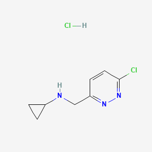 molecular formula C8H11Cl2N3 B567647 N-((6-Chloropyridazin-3-YL)methyl)cyclopropanamine hydrochloride CAS No. 1337880-84-8