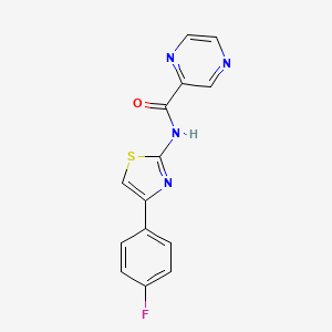molecular formula C14H9FN4OS B5676490 N-(4-(4-fluorophenyl)thiazol-2-yl)pyrazine-2-carboxamide 