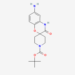 molecular formula C17H23N3O4 B567661 tert-Butyl 6-amino-3-oxo-3,4-dihydrospiro[benzo[b][1,4]oxazine-2,4'-piperidine]-1'-carboxylate CAS No. 1233026-74-8