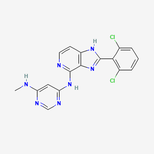 molecular formula C17H13Cl2N7 B567663 N4-(2-(2,6-Dichlorophenyl)-3H-imidazo[4,5-c]pyridin-4-yl)-N6-methylpyrimidine-4,6-diamine CAS No. 1334409-80-1