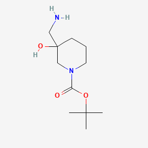 molecular formula C11H22N2O3 B567668 Tert-butyl 3-(aminomethyl)-3-hydroxypiperidine-1-carboxylate CAS No. 1308384-31-7