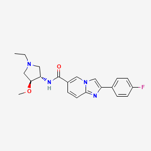 molecular formula C21H23FN4O2 B5676733 N-[(3S,4S)-1-ethyl-4-methoxypyrrolidin-3-yl]-2-(4-fluorophenyl)imidazo[1,2-a]pyridine-6-carboxamide 