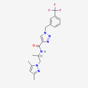 molecular formula C19H21F3N6O B5676746 N-[1-(3,5-dimethylpyrazol-1-yl)propan-2-yl]-1-[[3-(trifluoromethyl)phenyl]methyl]triazole-4-carboxamide 