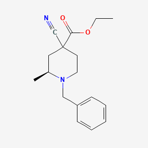 molecular formula C17H22N2O2 B567678 (2S)-ethyl 1-benzyl-4-cyano-2-methylpiperidine-4-carboxylate CAS No. 1263274-26-5