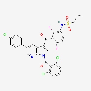 molecular formula C30H20Cl3F2N3O4S B567698 N-(3-(5-(4-chlorophenyl)-1-(2,6-dichlorobenzoyl)-1H-pyrrolo[2,3-b]pyridine-3-carbonyl)-2,4-difluorophenyl)propane-1-sulfonamide CAS No. 1262985-23-8