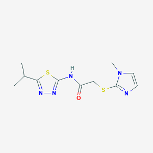 molecular formula C11H15N5OS2 B5677045 N~1~-(5-ISOPROPYL-1,3,4-THIADIAZOL-2-YL)-2-[(1-METHYL-1H-IMIDAZOL-2-YL)SULFANYL]ACETAMIDE 