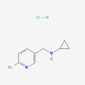 molecular formula C9H11BrN2 B567706 N-((6-Bromopyridin-3-yl)methyl)cyclopropanamine CAS No. 1289387-50-3