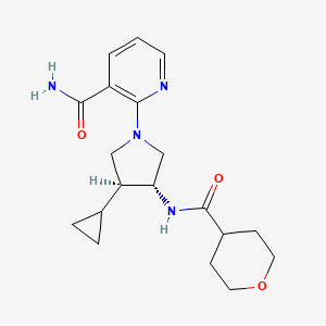molecular formula C19H26N4O3 B5677421 2-[(3S,4R)-3-cyclopropyl-4-(oxane-4-carbonylamino)pyrrolidin-1-yl]pyridine-3-carboxamide 