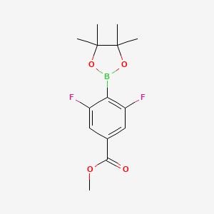 molecular formula C14H17BF2O4 B567744 Methyl 3,5-difluoro-4-(4,4,5,5-tetramethyl-1,3,2-dioxaborolan-2-yl)benzoate CAS No. 1218791-32-2