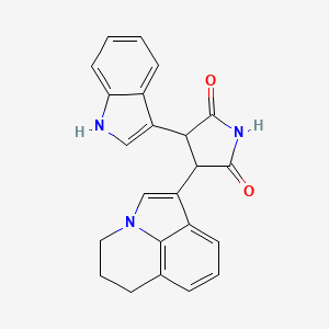 molecular formula C23H19N3O2 B567748 3-(5,6-Dihydro-4H-pyrrolo[3,2,1-ij]quinolin-1-yl)-4-(1H-indol-3-yl)-pyrrolidine-2,5-dione CAS No. 1239986-50-5