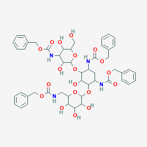 Benzyl N-[3,5-dihydroxy-2-[2-hydroxy-4,6-bis(phenylmethoxycarbonylamino)-3-[3,4,5-trihydroxy-6-(phenylmethoxycarbonylaminomethyl)oxan-2-yl]oxycyclohexyl]oxy-6-(hydroxymethyl)oxan-4-yl]carbamate