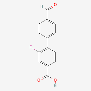 molecular formula C14H9FO3 B567795 3-氟-4-(4-甲酰苯基)苯甲酸 CAS No. 1261969-57-6