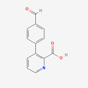 molecular formula C13H9NO3 B567804 3-(4-Formylphenyl)picolinic acid CAS No. 1261972-92-2
