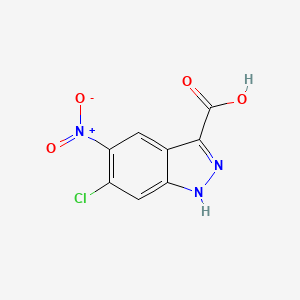 molecular formula C8H4ClN3O4 B567806 6-Chloro-5-nitro-1H-indazole-3-carboxylic acid CAS No. 1245645-05-9