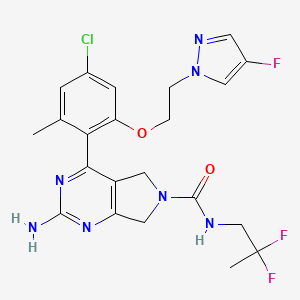 molecular formula C22H23ClF3N7O2 B567811 2-Amino-4-(4-chloro-2-(2-(4-fluoro-1H-pyrazol-1-yl)ethoxy)-6-methylphenyl)-N-(2,2-difluoropropyl)-5H-pyrrolo[3,4-d]pyrimidine-6(7H)-carboxamide CAS No. 1207961-33-8