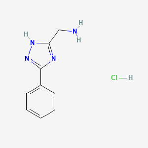 molecular formula C9H11ClN4 B567814 (3-phenyl-1H-1,2,4-triazol-5-yl)methanamine hydrochloride CAS No. 1221726-04-0