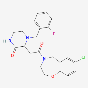 molecular formula C22H23ClFN3O3 B5678317 3-[2-(7-chloro-3,5-dihydro-2H-1,4-benzoxazepin-4-yl)-2-oxoethyl]-4-[(2-fluorophenyl)methyl]piperazin-2-one 