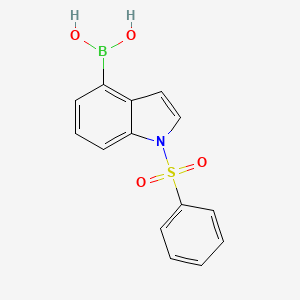 molecular formula C14H12BNO4S B567834 1-Benzenesulfonyl-1H-indole-4-boronic acid CAS No. 1256358-55-0