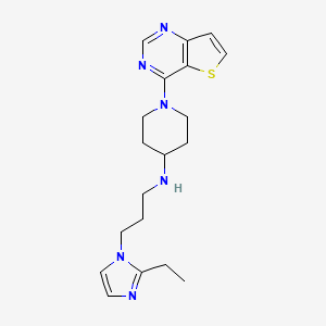 molecular formula C19H26N6S B5678370 N-[3-(2-ethyl-1H-imidazol-1-yl)propyl]-1-thieno[3,2-d]pyrimidin-4-ylpiperidin-4-amine 