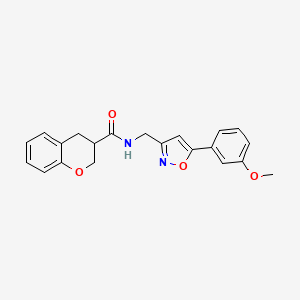 molecular formula C21H20N2O4 B5678403 N-{[5-(3-methoxyphenyl)isoxazol-3-yl]methyl}chromane-3-carboxamide 