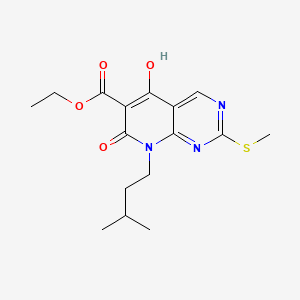 molecular formula C16H21N3O4S B567853 Ethyl 5-hydroxy-8-isopentyl-2-(methylthio)-7-oxo-7,8-dihydropyrido[2,3-d]pyrimidine-6-carboxylate CAS No. 1253790-09-8