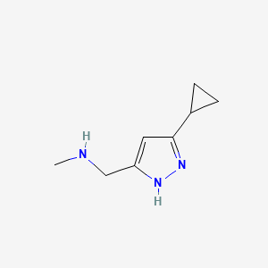 molecular formula C8H13N3 B567854 1-(5-Cyclopropyl-1H-pyrazol-3-YL)-N-methylmethanamine CAS No. 1232136-97-8