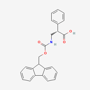 molecular formula C24H21NO4 B567864 (S)-3-((((9H-Fluoren-9-yl)methoxy)carbonyl)amino)-2-phenylpropanoic acid CAS No. 1217663-60-9