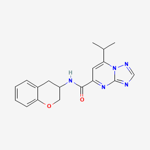 molecular formula C18H19N5O2 B5678649 N-(3,4-dihydro-2H-chromen-3-yl)-7-isopropyl[1,2,4]triazolo[1,5-a]pyrimidine-5-carboxamide 
