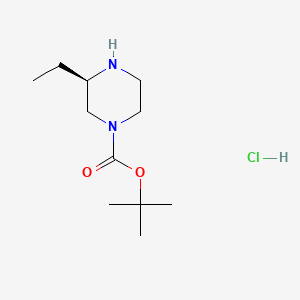 molecular formula C11H23ClN2O2 B567875 (R)-tert-Butyl 3-ethylpiperazine-1-carboxylate hydrochloride CAS No. 1217462-84-4