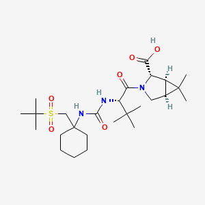 molecular formula C26H45N3O6S B567878 (1R,2S,5S)-3-((S)-2-(3-(1-(tert-butylsulfonylmethyl)cyclohexyl)ureido)-3,3-dimethylbutanoyl)-6,6-dimethyl-3-azabicyclo[3.1.0]hexane-2-carboxylic acid CAS No. 1229337-32-9