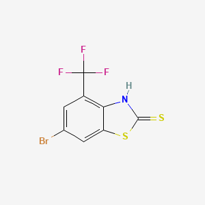 molecular formula C8H3BrF3NS2 B567888 6-Bromo-4-(trifluoromethyl)benzo[d]thiazole-2-thiol CAS No. 1215206-27-1
