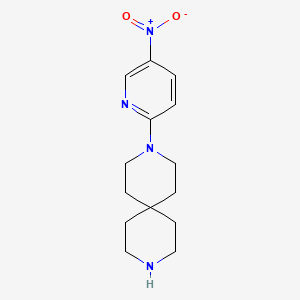 molecular formula C14H20N4O2 B567898 3-(5-Nitropyridin-2-yl)-3,9-diazaspiro[5.5]undecane CAS No. 1211535-03-3