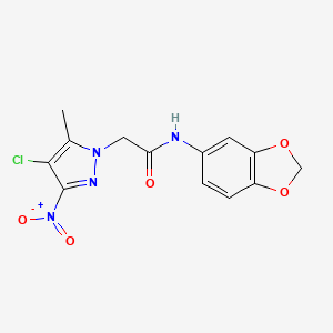 molecular formula C13H11ClN4O5 B5679090 N-(2H-1,3-BENZODIOXOL-5-YL)-2-(4-CHLORO-5-METHYL-3-NITRO-1H-PYRAZOL-1-YL)ACETAMIDE 