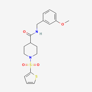 molecular formula C18H22N2O4S2 B5679309 N-[(3-METHOXYPHENYL)METHYL]-1-(THIOPHENE-2-SULFONYL)PIPERIDINE-4-CARBOXAMIDE 
